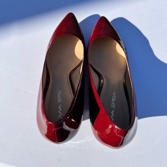 Via Spiga Red Wedge Heel Pointed Toe Shoe Size 9 1/2 - Picture 3 of 14